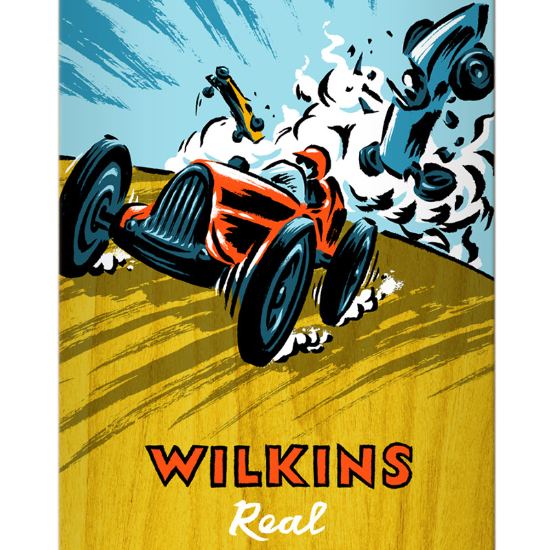Real Wilkins Racers Skateboard Deck Assorted Woodstain 8.86