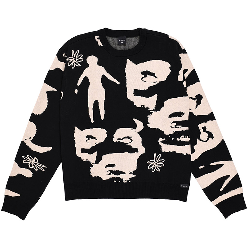 Quasi Stoneage Jacquard Knit Sweater Black Quasi Stoneage Jacquard Knit Sweater Black
