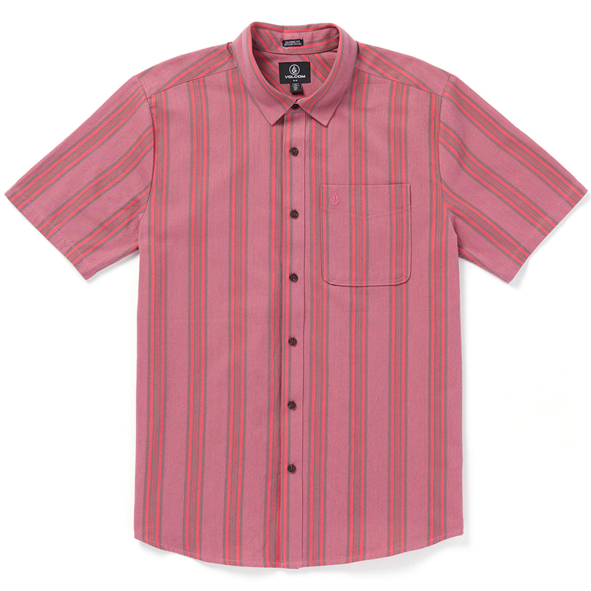 Volcom Newbar Stripe Shirt Washed Ruby
