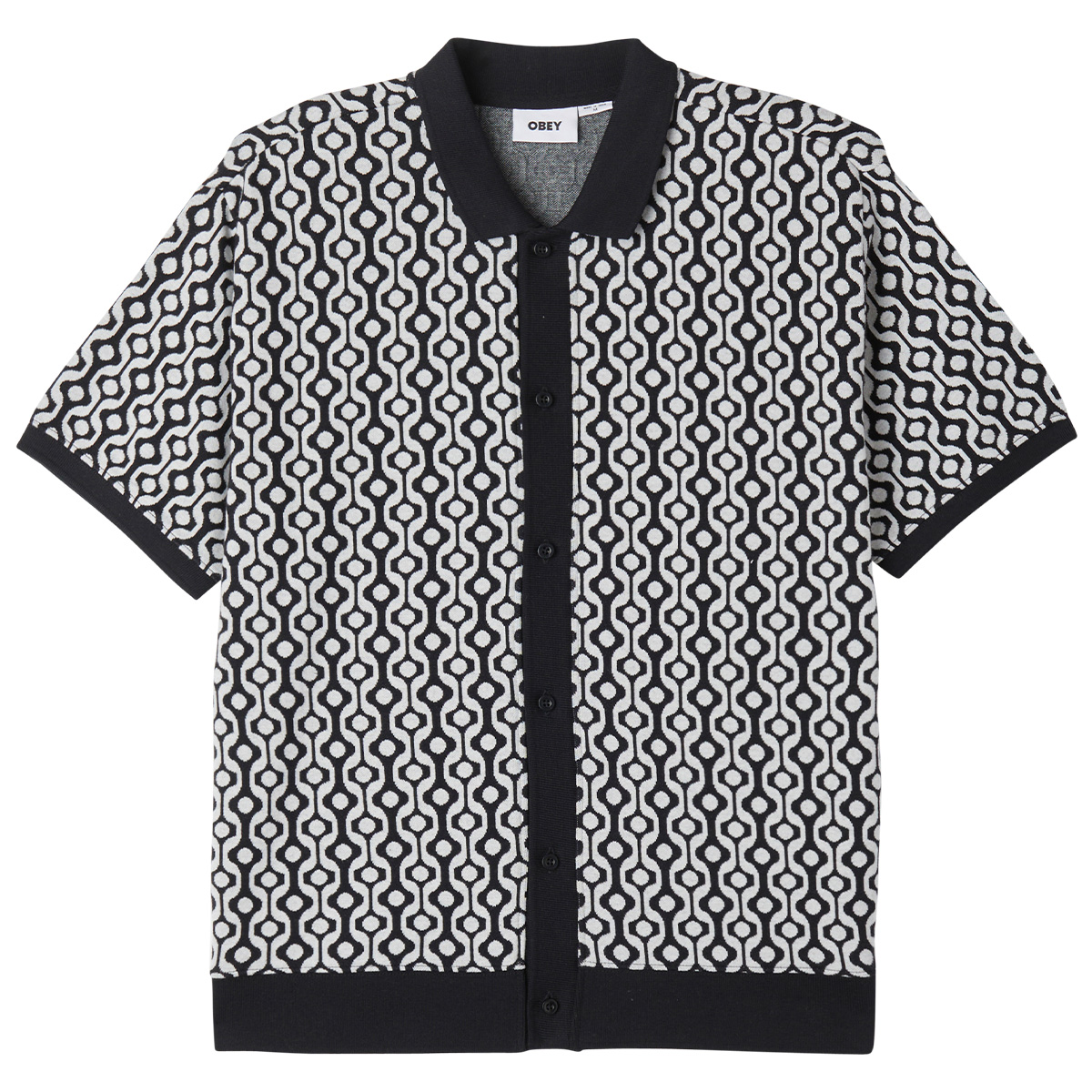 Obey Testament Button Front Polo Black Obey Testament Button Front Polo Black