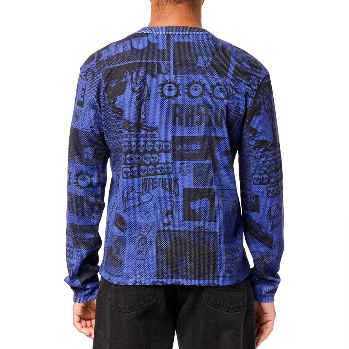 Rassvet Collage Waffle Thermal Knit Longsleeve T-Shirt Blue Rassvet Collage Waffle Thermal Knit Longsleeve T-Shirt Blue