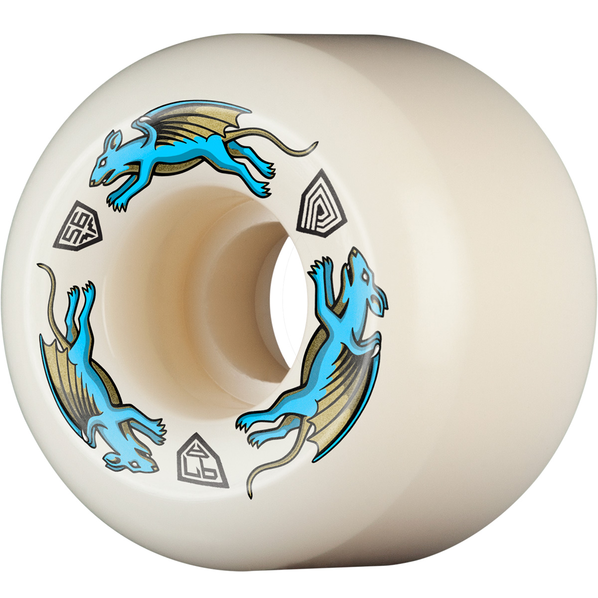 Powell Peralta Dragon Formula Nano Rat AA2 Shape Wheels White/Blue 97A 56mm x 39mm