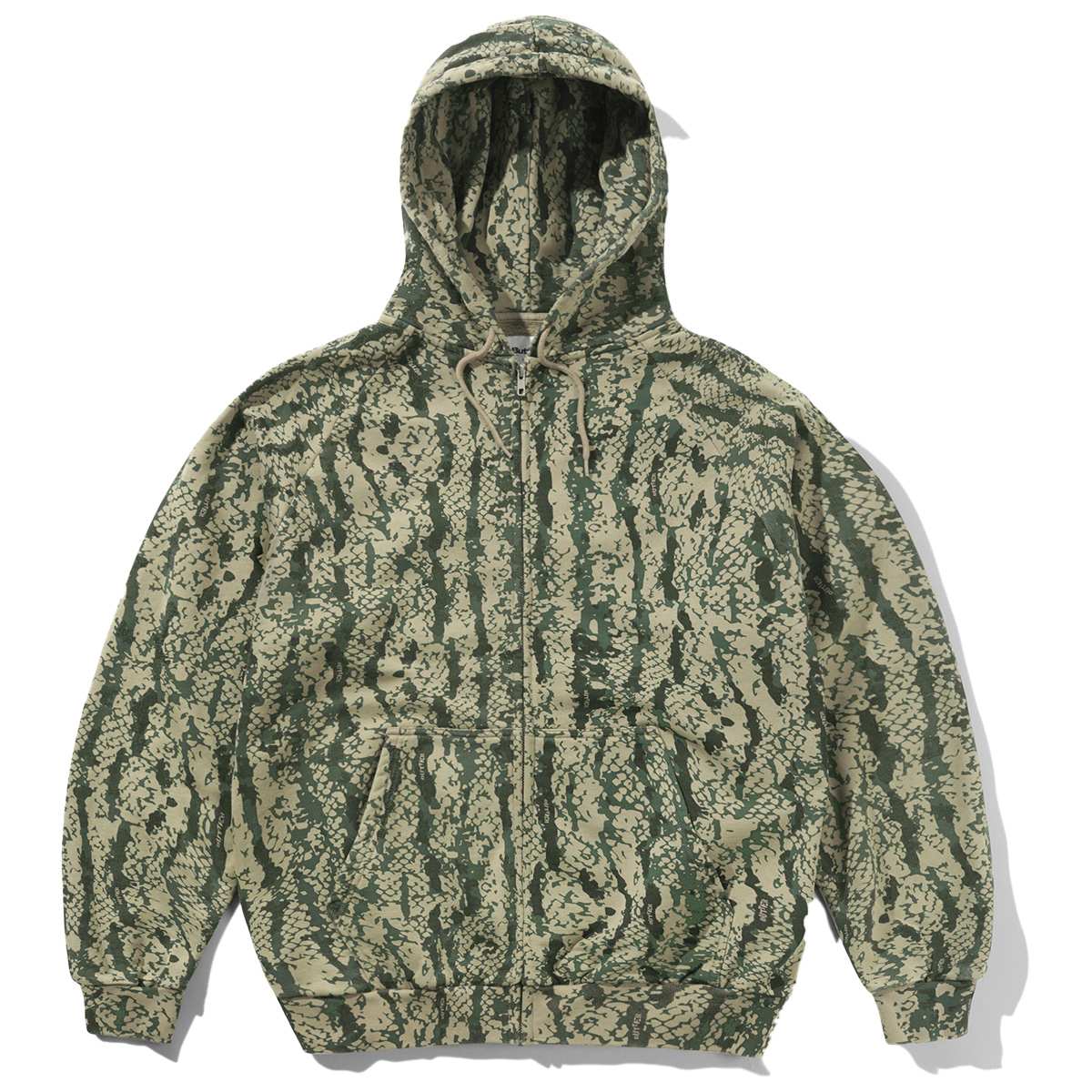 Butter Goods Lowland Camo Zip-Thru Hooded Sweater Washed Green