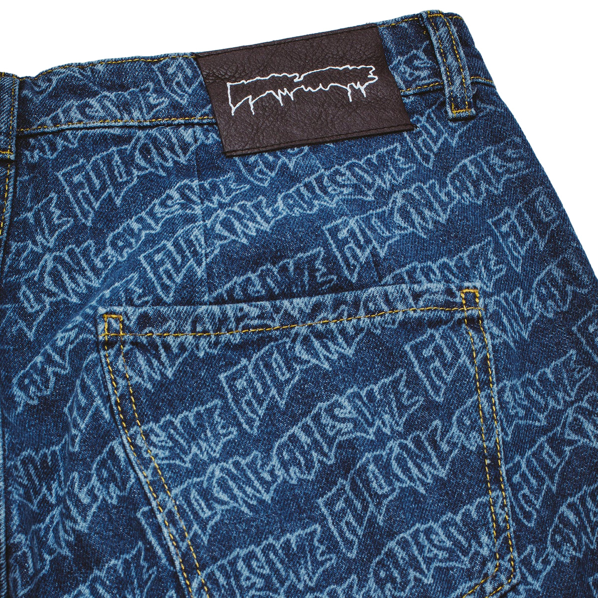 Fucking Awesome Baggy Pleated Denim Laser Stamp Shorts Blue Fucking Awesome Baggy Pleated Denim Laser Stamp Shorts Blue