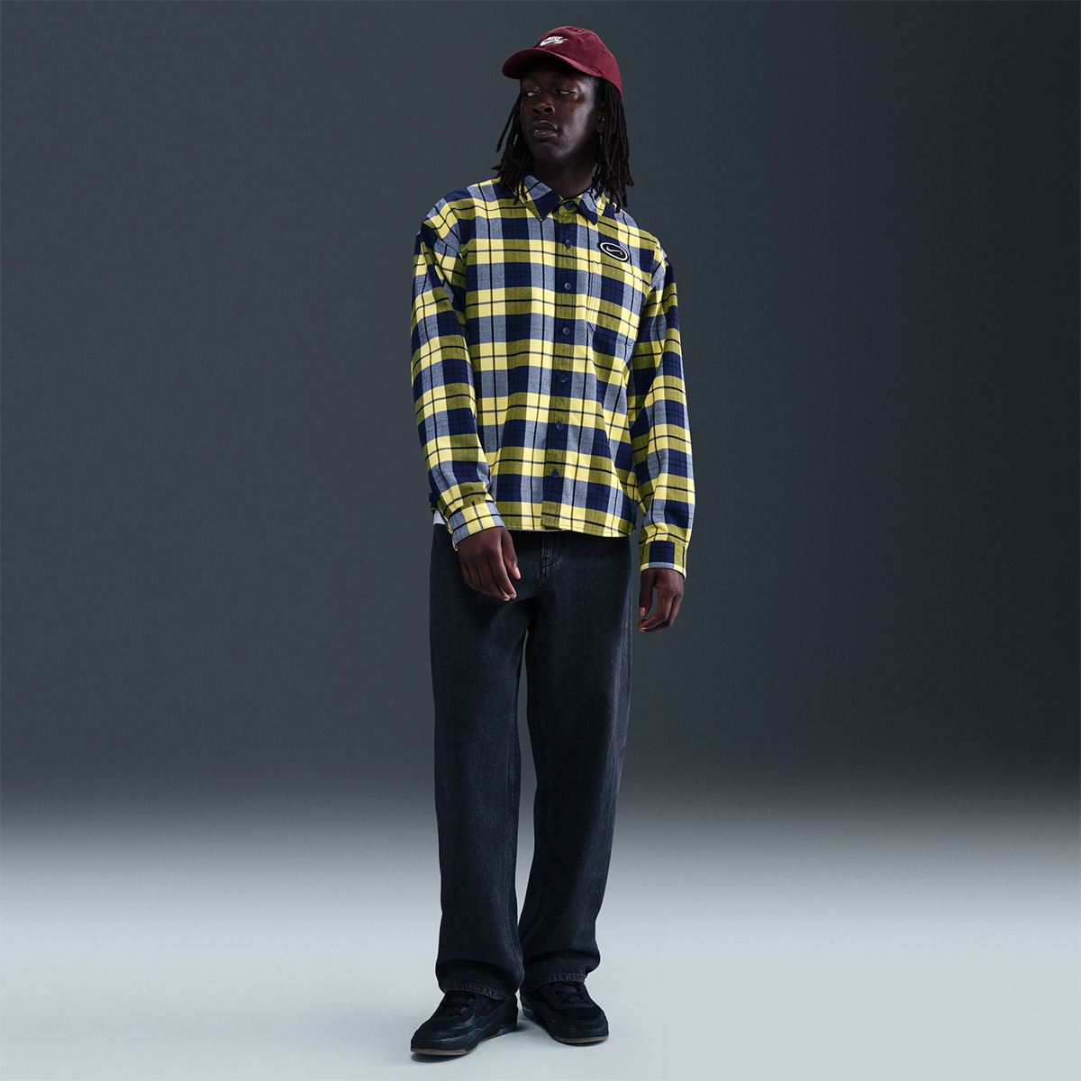 Nike SB Flannel Longsleeve Shirt Koston Midnight Navy/Speed Yellow