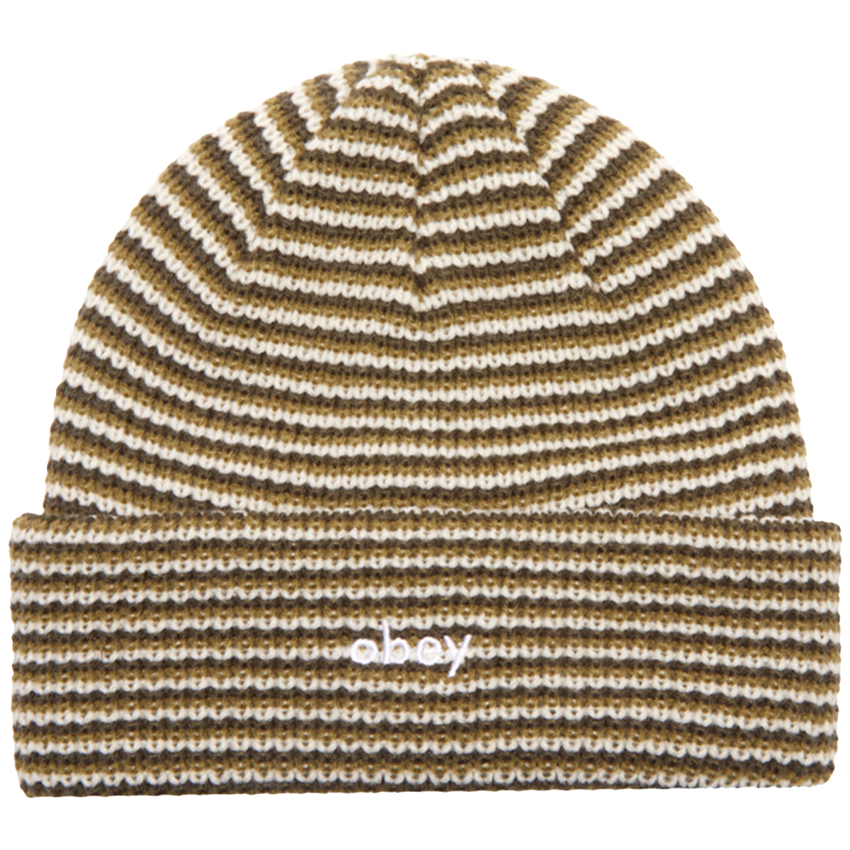 Obey Parker Striped Beanie Moss Green