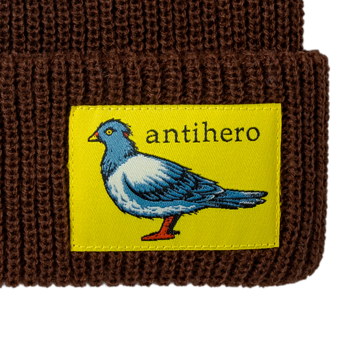 Anti Hero Cuff Beanie Lil Pigeon Label Brown Anti Hero Cuff Beanie Lil Pigeon Label Brown