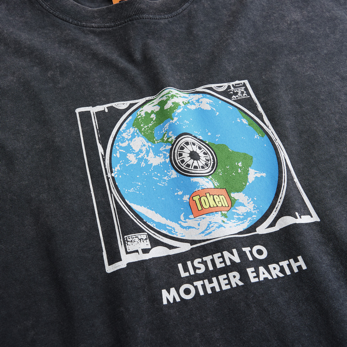 Token Listen To T-Shirt Faded Wash Black Token Listen To T-Shirt Faded Wash Black