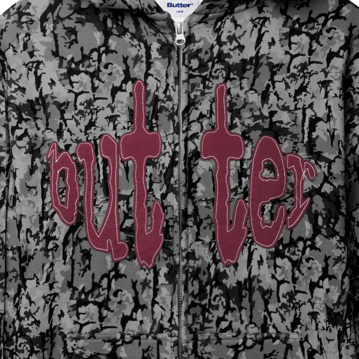 Butter Goods Frenzy Zip-Thru Hoodie Grey Camo Butter Goods Frenzy Zip-Thru Hoodie Grey Camo