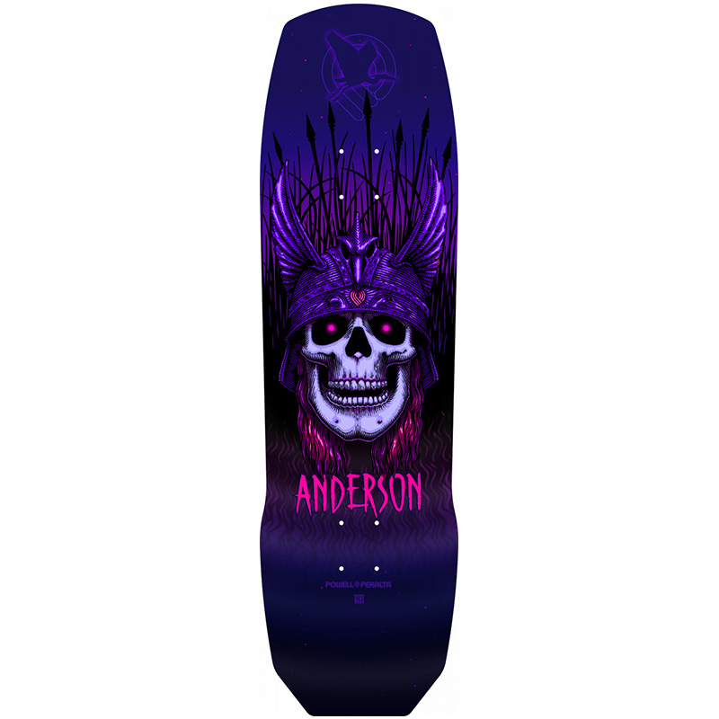 Powell Peralta Andy Anderson Heron Skull Skateboard Deck Purple Shape 289 8.45 Powell Peralta Andy Anderson Heron Skull Skateboard Deck Purple Shape 289 8.45