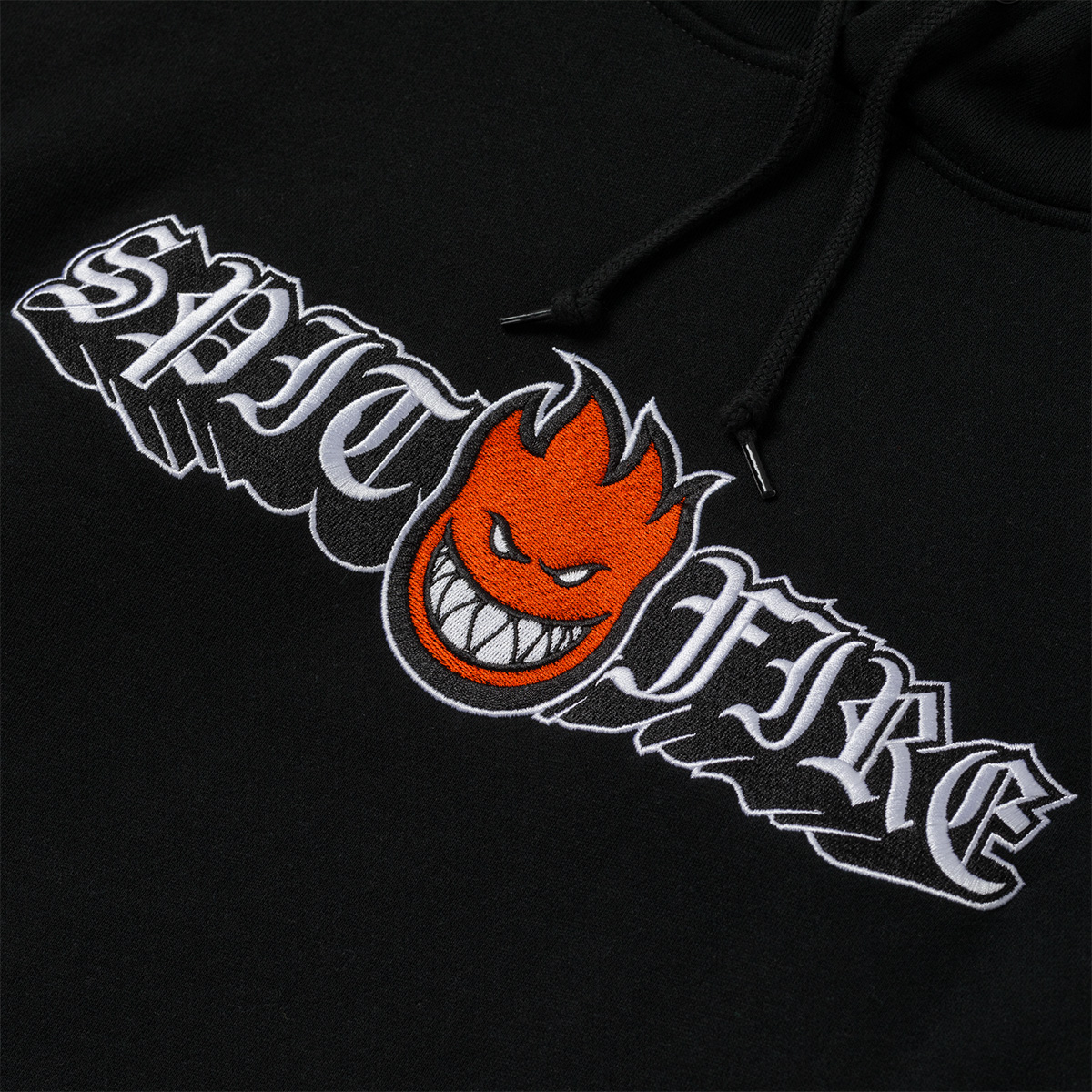 Spitfire Old E Drop Bighead Emb Custom Hooded Sweater Black