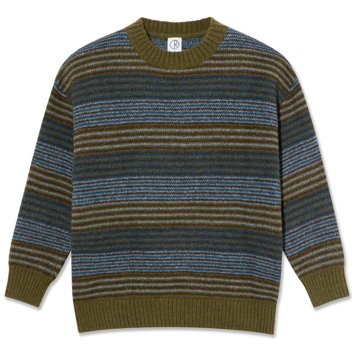 Polar George Knit Sweater Blue Green Stripe Polar George Knit Sweater Blue Green Stripe