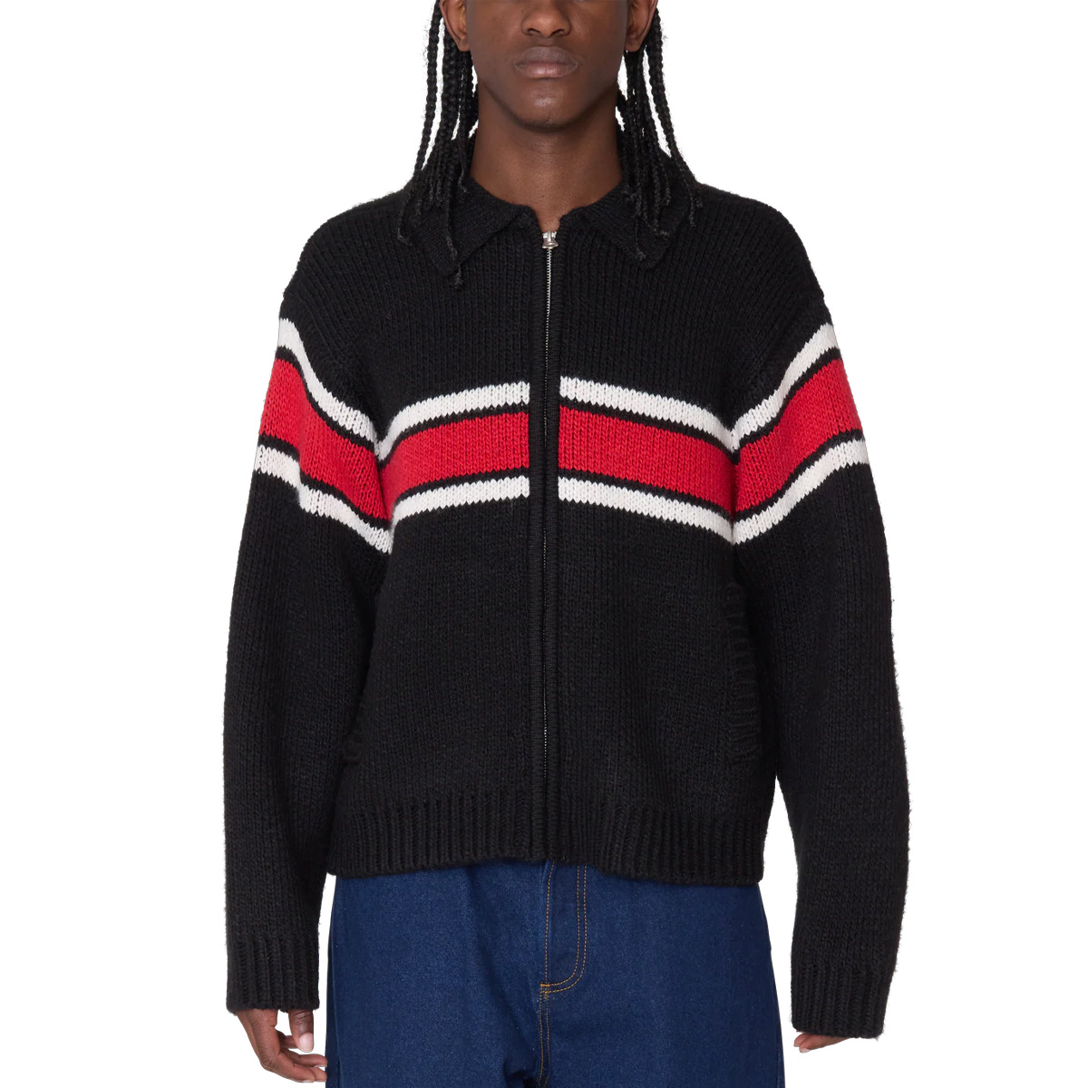 Obey Bernard Zip Up Sweater Black