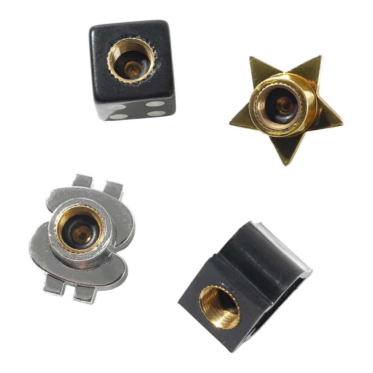 Cash Only Tyre Valve Cap Set Black