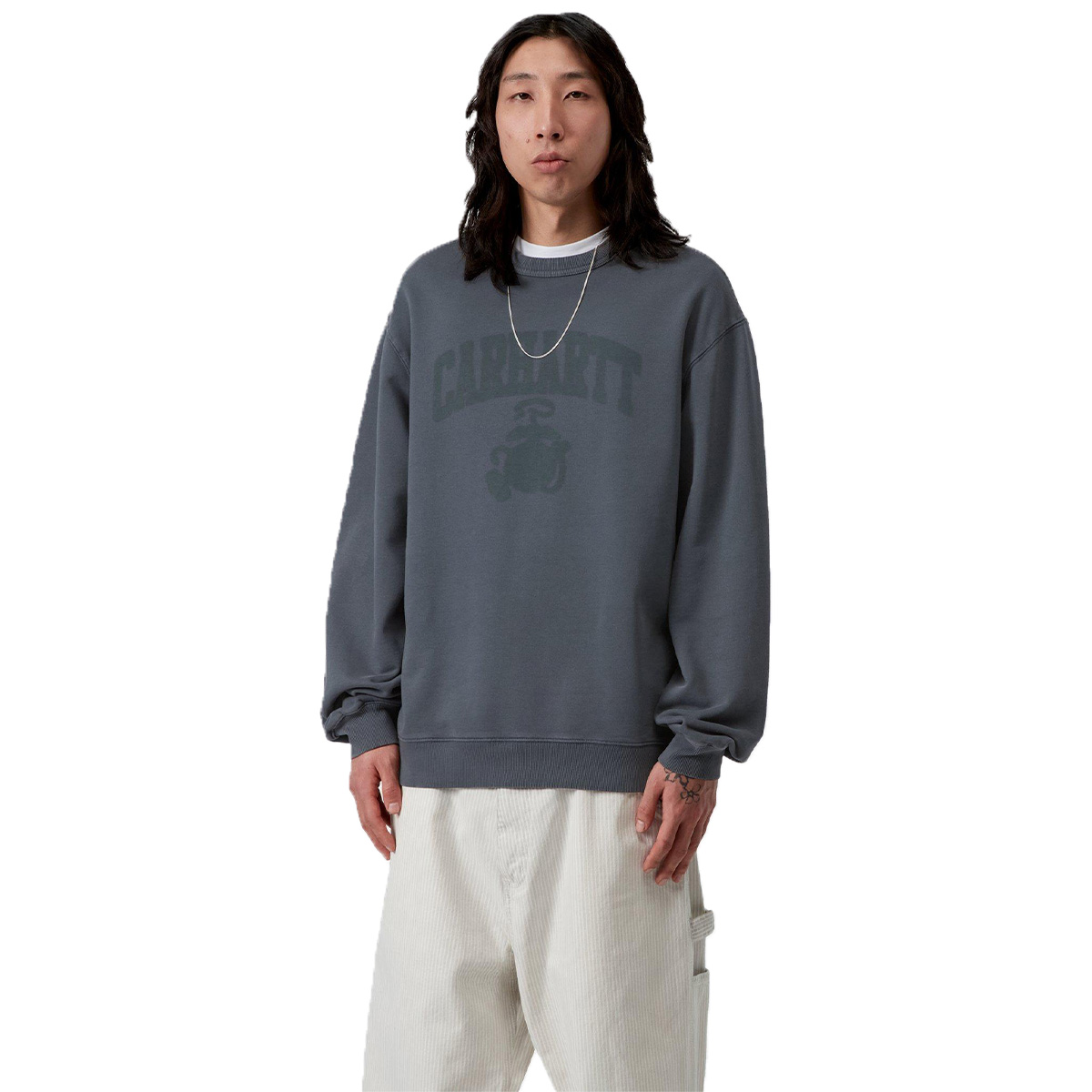 Carhartt WIP Faded Pond Corps Sweater Deep Night Heavy Stone Wash