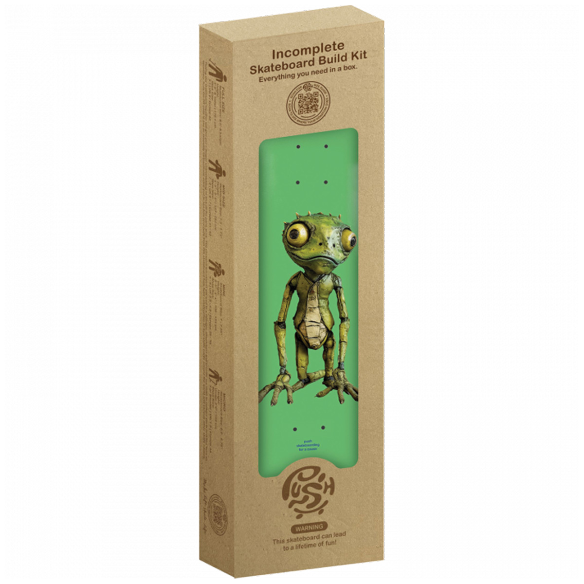 Push Lizard Guy FP In-Complete Skateboard Green 7.5 Push Lizard Guy FP In-Complete Skateboard Green 7.5