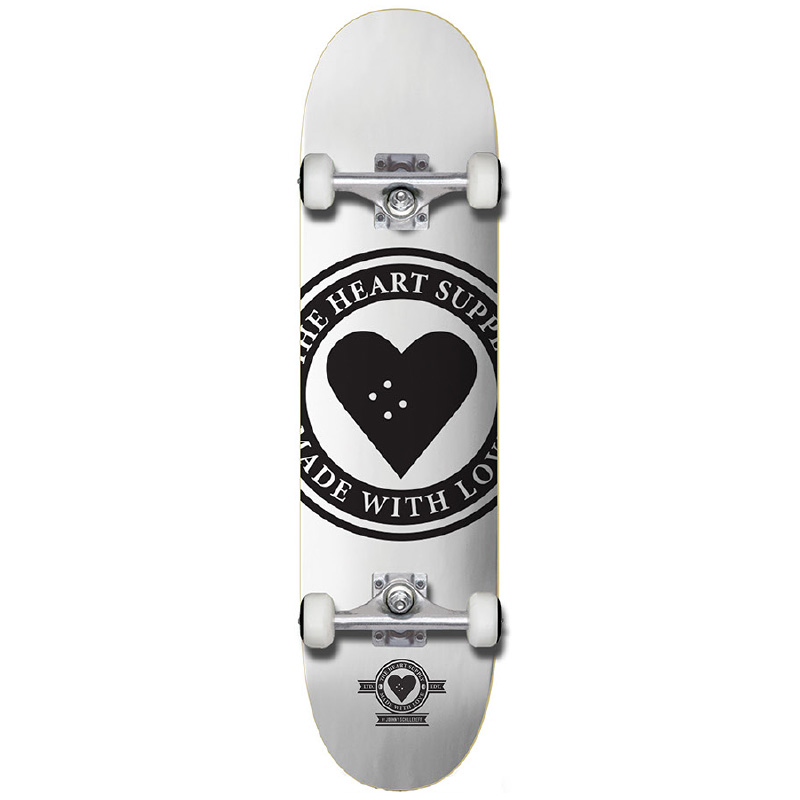 The Heart Supply Badge Logo Complete Skateboard White 8.0