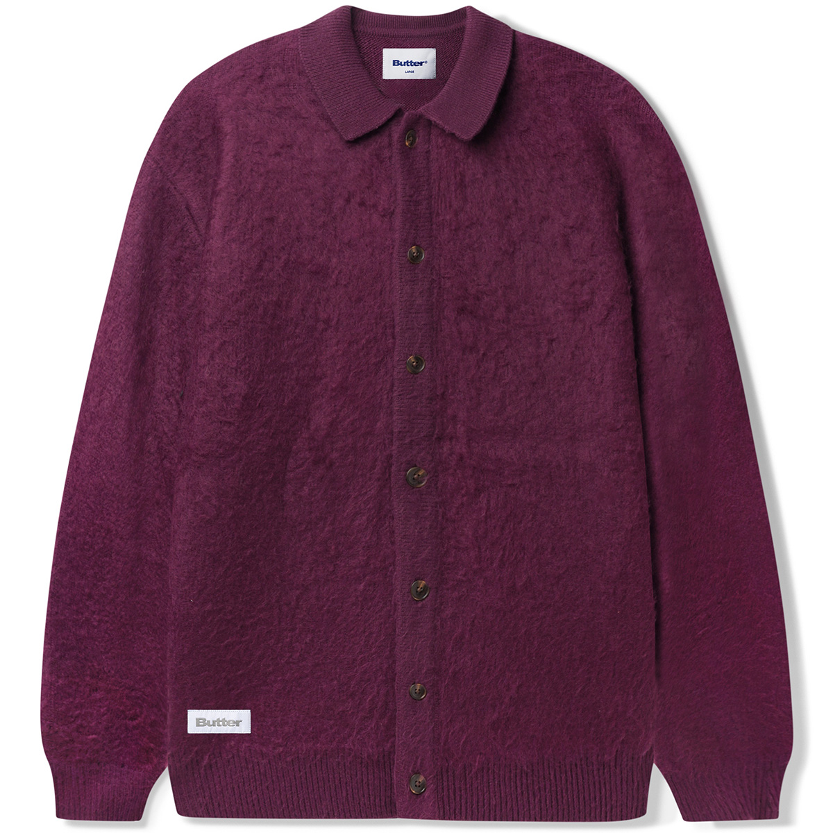 Butter Goods Mohair Button Up Knitted Cardigan Shirt Port