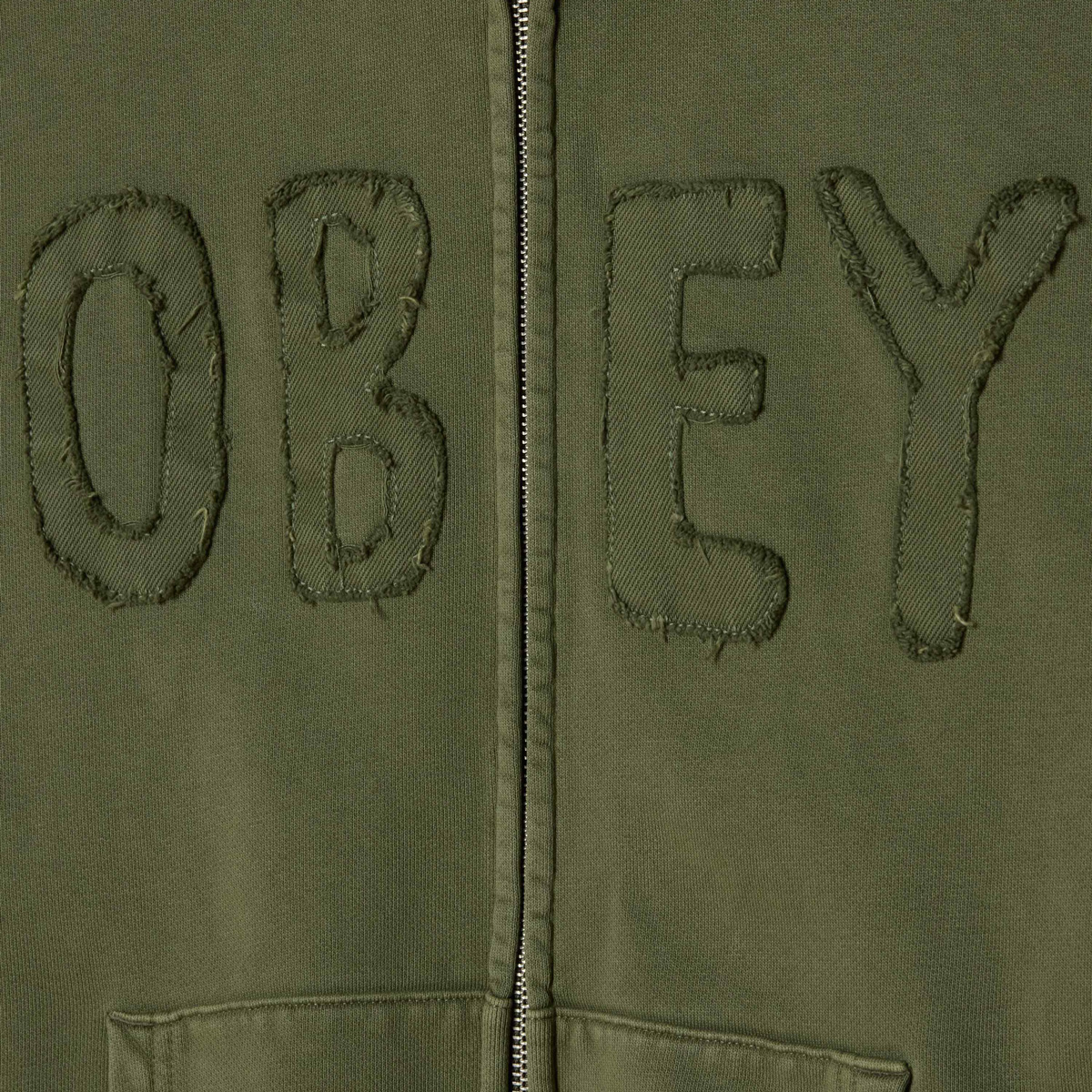 Obey Hybrid Faded Zip Hooded Sweater Deep Lichen Green Faded Wash