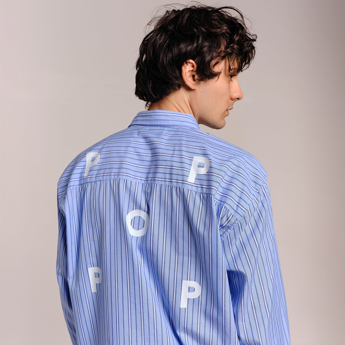 POP Striped Logo Shirt Blue POP Striped Logo Shirt Blue