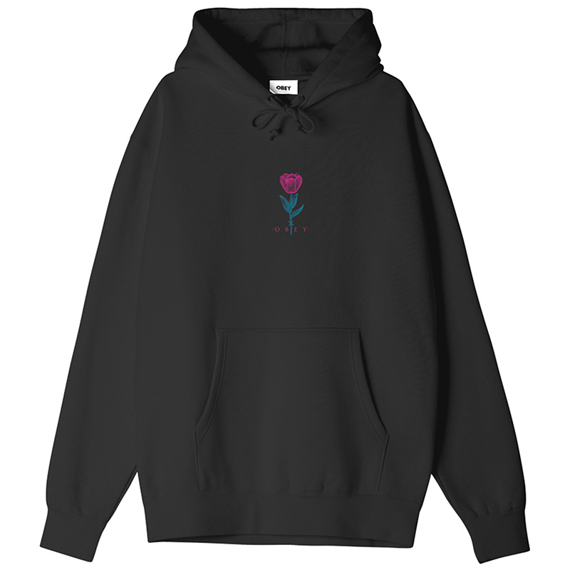Obey Barbwire Flower Hooded Sweater Black Obey Barbwire Flower Hooded Sweater Black