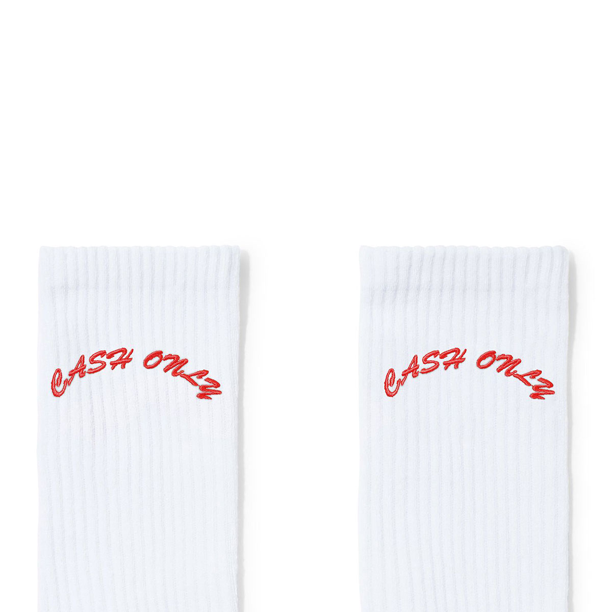 Cash Only Logo Crew Socks White