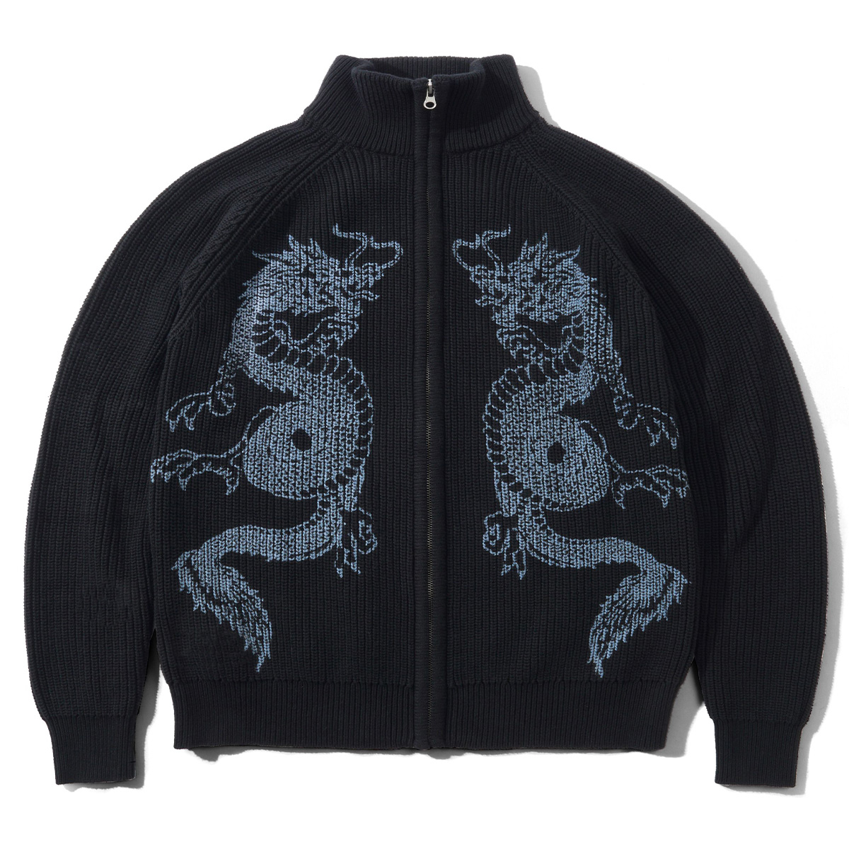 Butter Goods Dragon Zip-Thru Knit Sweater Black