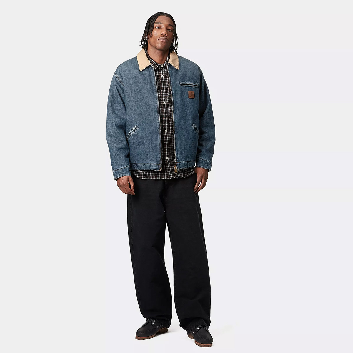 Carhartt WIP OG Detroit Jacket Blue/Dusty H Brown Worn Used Wash Carhartt WIP OG Detroit Jacket Blue/Dusty H Brown Worn Used Wash