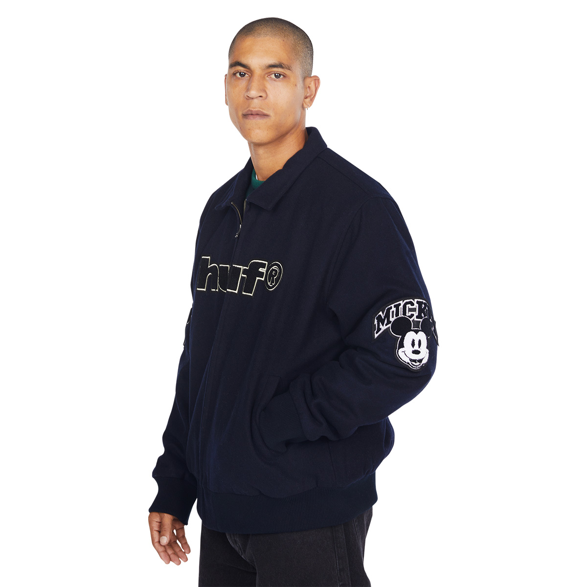 HUF x Mickey Worldwide Tour Varsity Jacket Navy