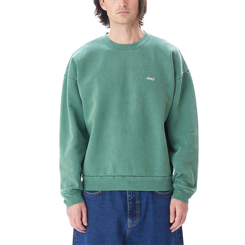 Obey Lowercase Pigment Crewneck Sweater Pigment Aventurine Green Obey Lowercase Pigment Crewneck Sweater Pigment Aventurine Green