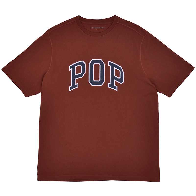 Pop Trading Company Arch T-Shirt Fired Brick/Navy