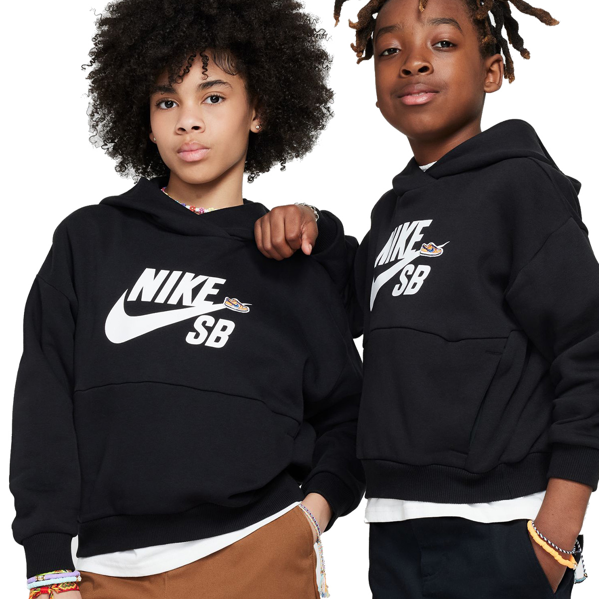 Nike SB Kids Icon Easyon Fleece Hooded Sweater Black/White Nike SB Kids Icon Easyon Fleece Hooded Sweater Black/White