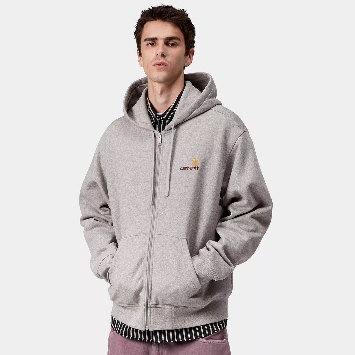 Carhartt WIP Hooded American Script Jacket Grey Heather