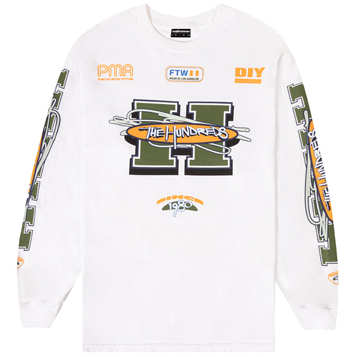 The Hundreds Motorcross'd Longsleeve T-Shirt White The Hundreds Motorcross'd Longsleeve T-Shirt White