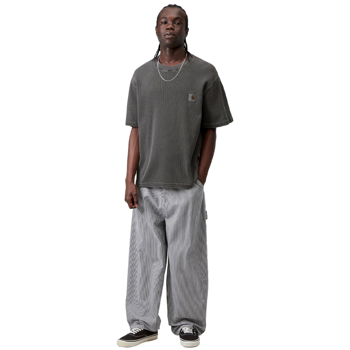 Carhartt WIP Nelson Waffle T-Shirt Black Garment Dyed