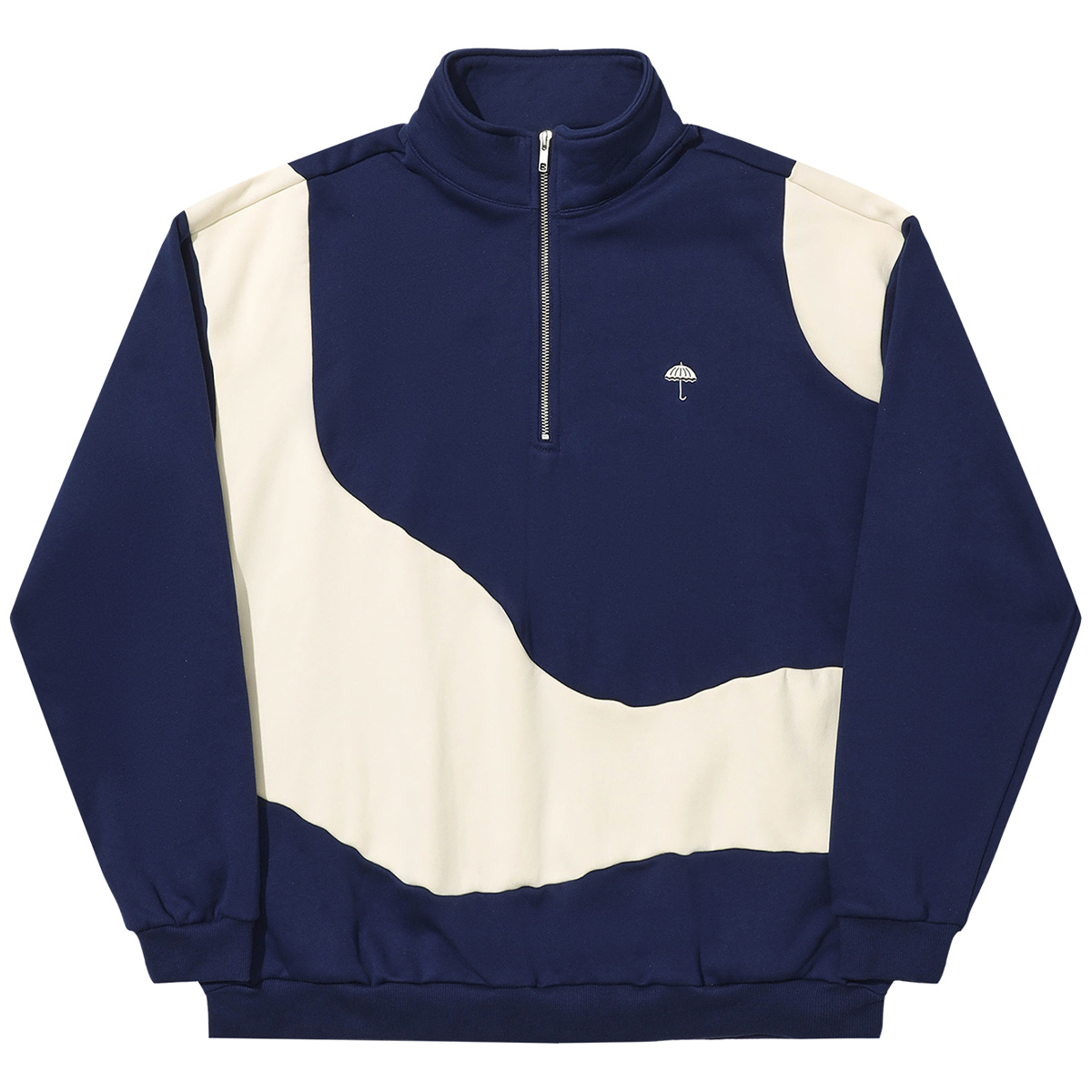 Helas Forma Quarter Zip Sweater Navy/Beige