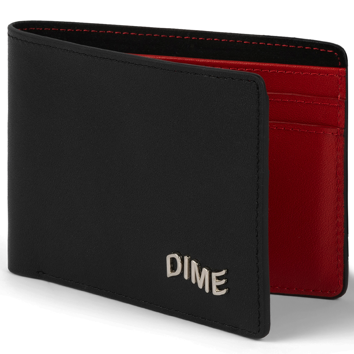 Dime Leather Bifold Wallet Black/Cherry