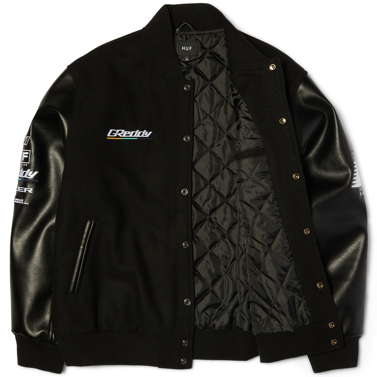 HUF x Greddy Varsity Jacket Black