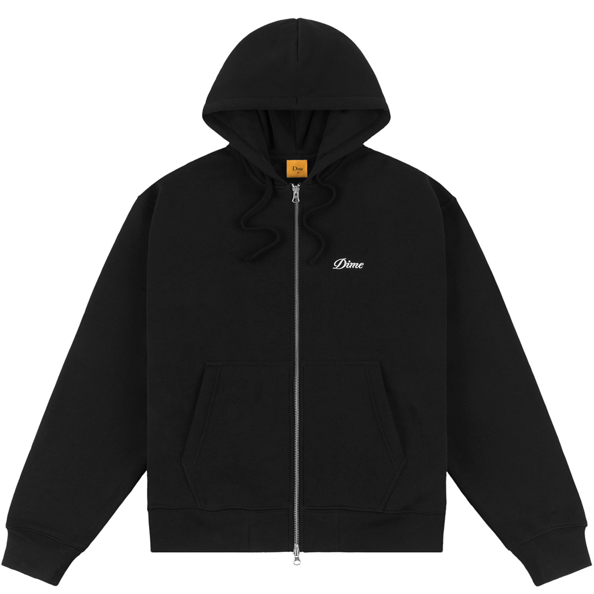 Dime Cursive Small Logo Zip Hoodie Black