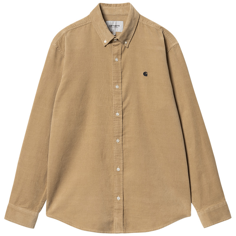 Carhartt WIP Madison Fine Cord Longsleeve Shirt Sable/Black Carhartt WIP Madison Fine Cord Longsleeve Shirt Sable/Black