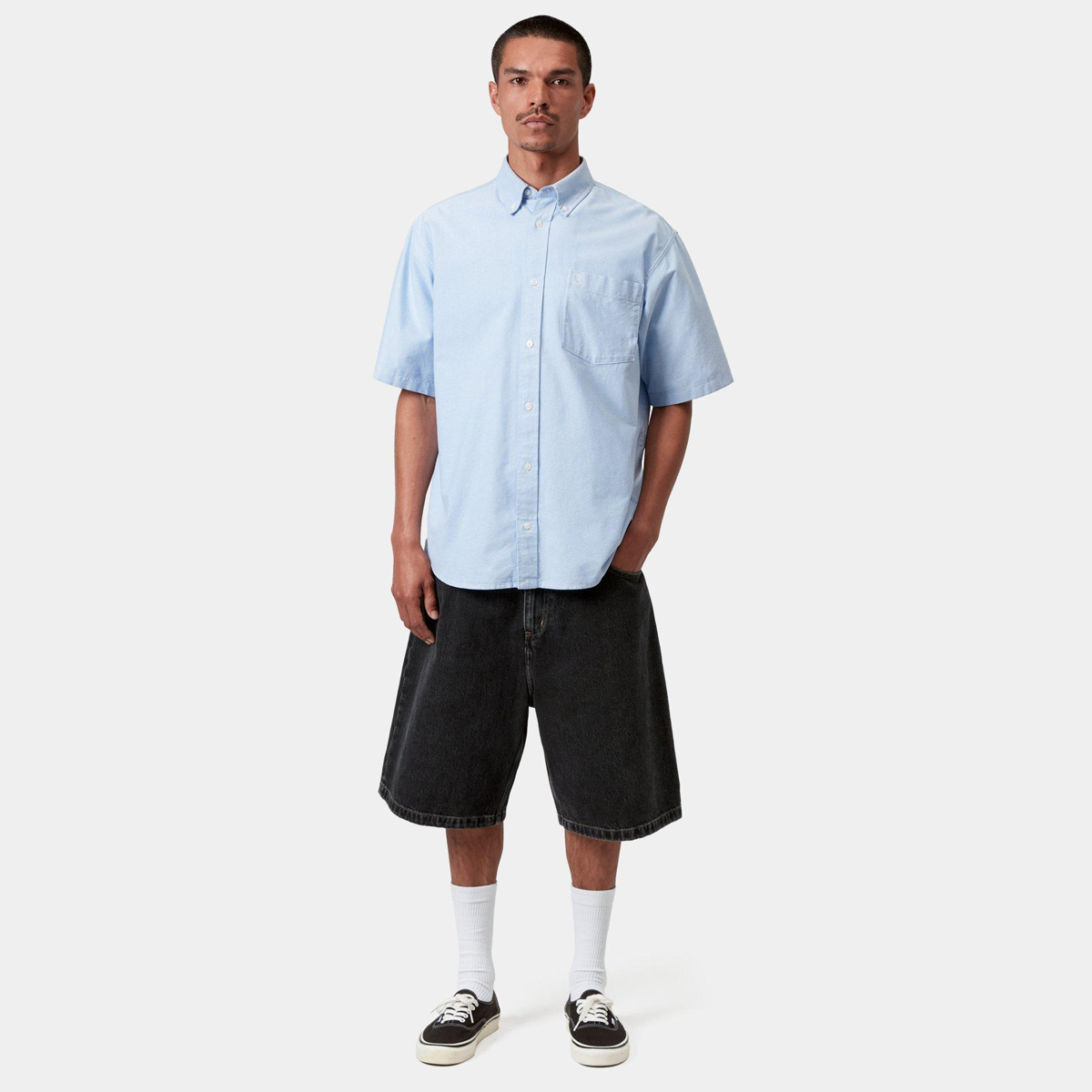 Carhartt WIP Brandon Short Black Stone Washed | Skatestore