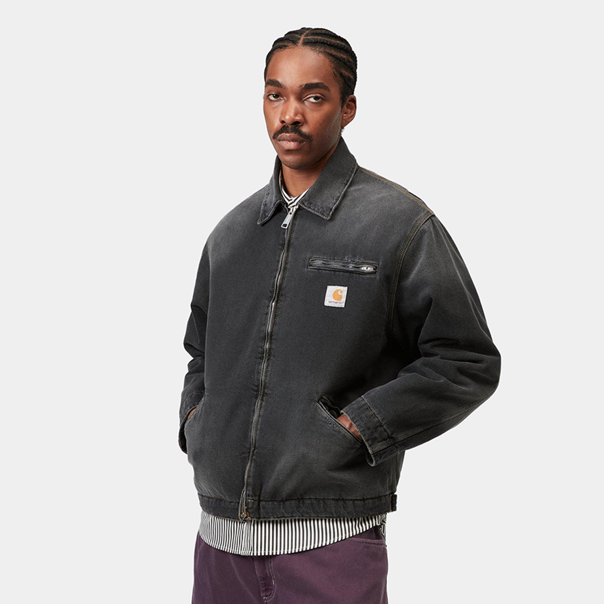 Carhartt WIP OG Detroit Jacket Black Grind Wash | Skatestore