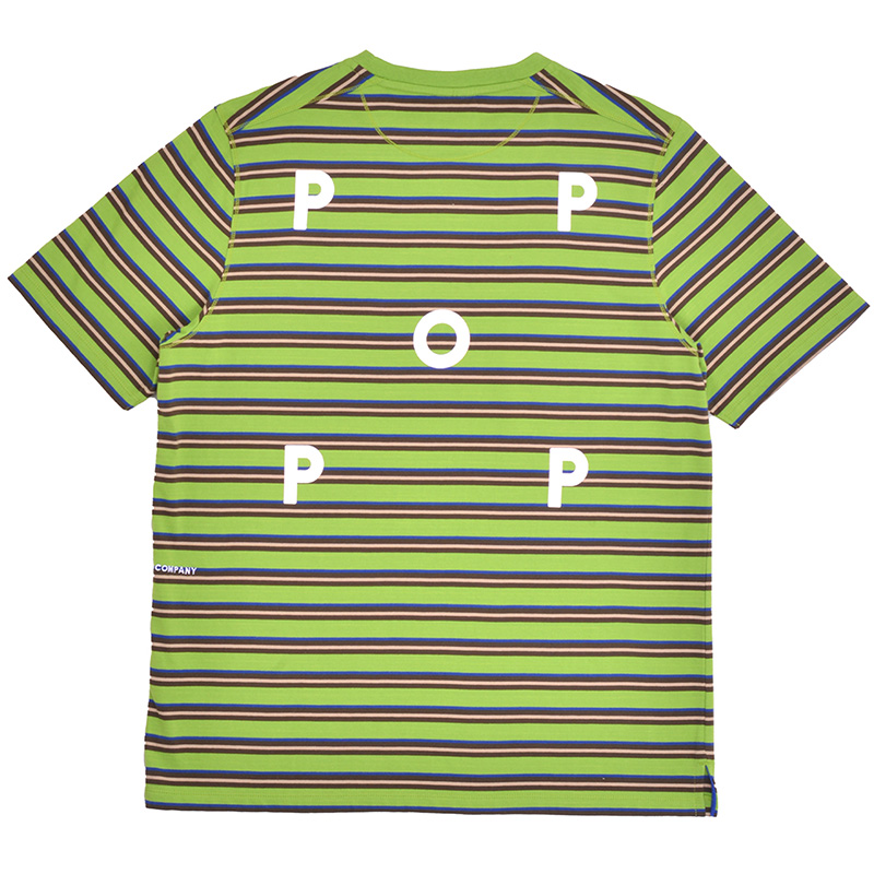 Pop Trading Company Striped Logo T-Shirt Foliage Pop Trading Company Striped Logo T-Shirt Foliage