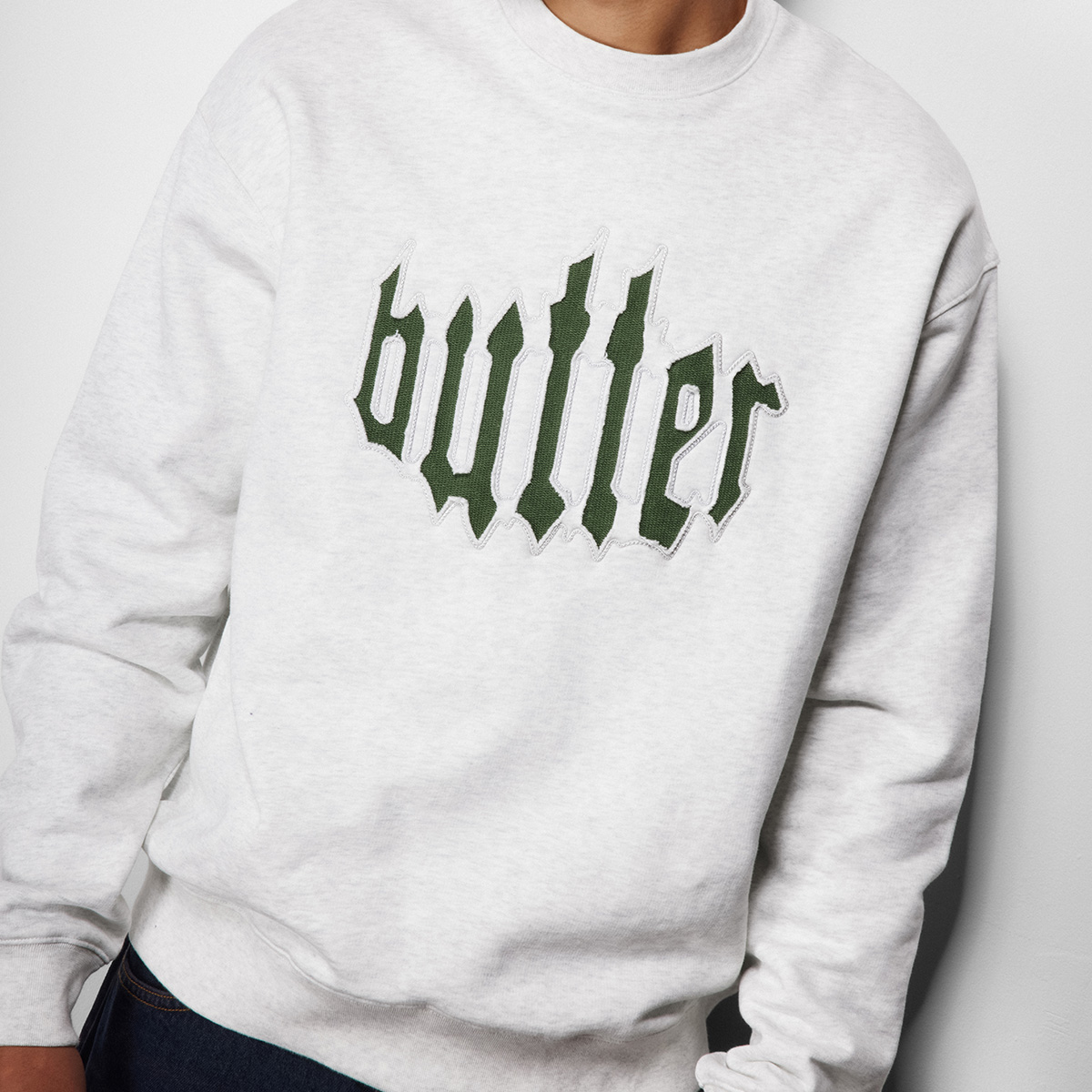 Butter Goods Cut Out Applique Crewneck Sweater  Ash