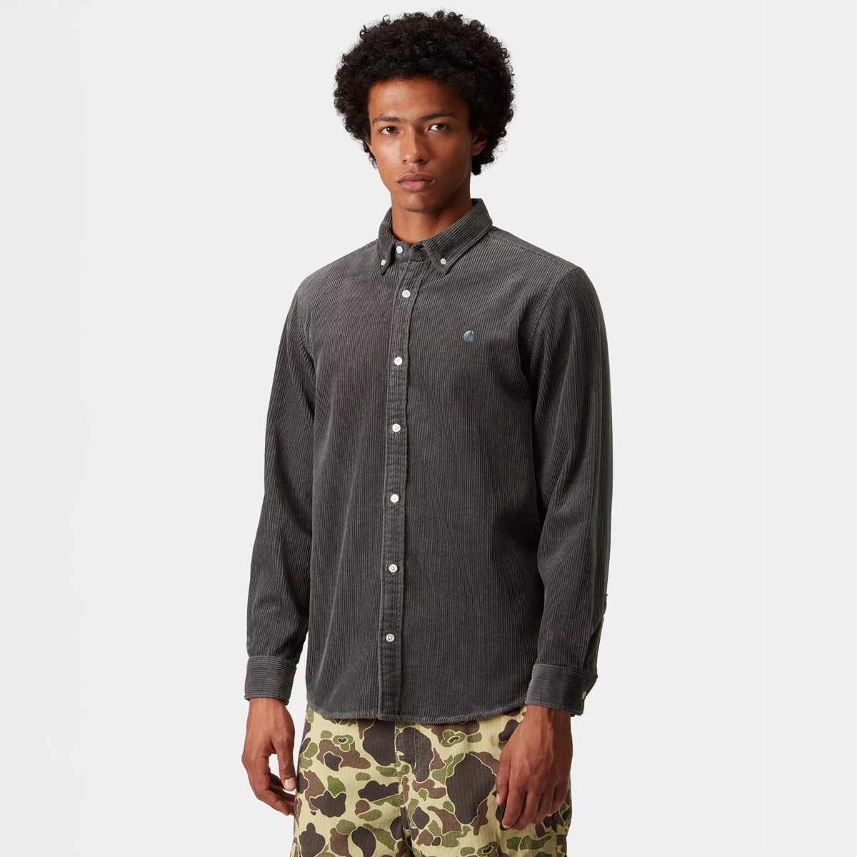 Carhartt WIP Madison Cord Longsleeve Shirt Graphite/Graphite Carhartt WIP Madison Cord Longsleeve Shirt Graphite/Graphite