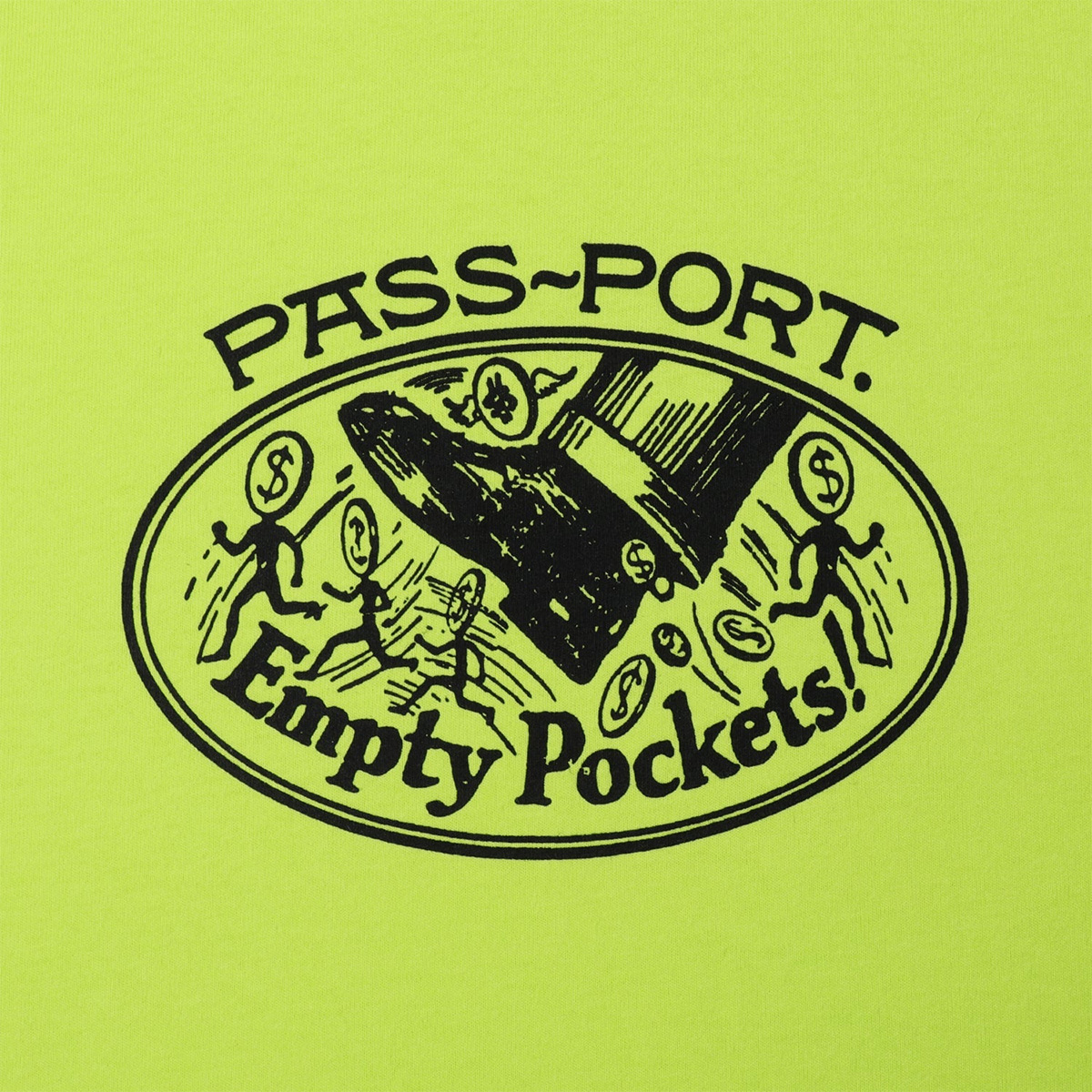 Pass Port Empty Pockets T-Shirt Safety Yellow Pass Port Empty Pockets T-Shirt Safety Yellow