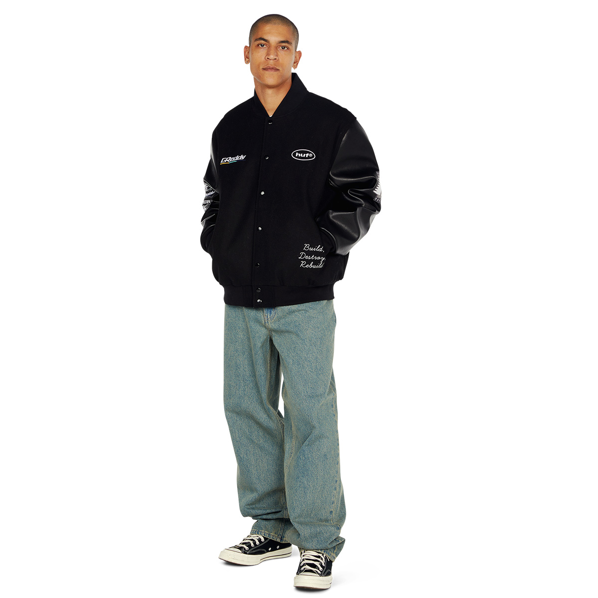 HUF x Greddy Varsity Jacket Black