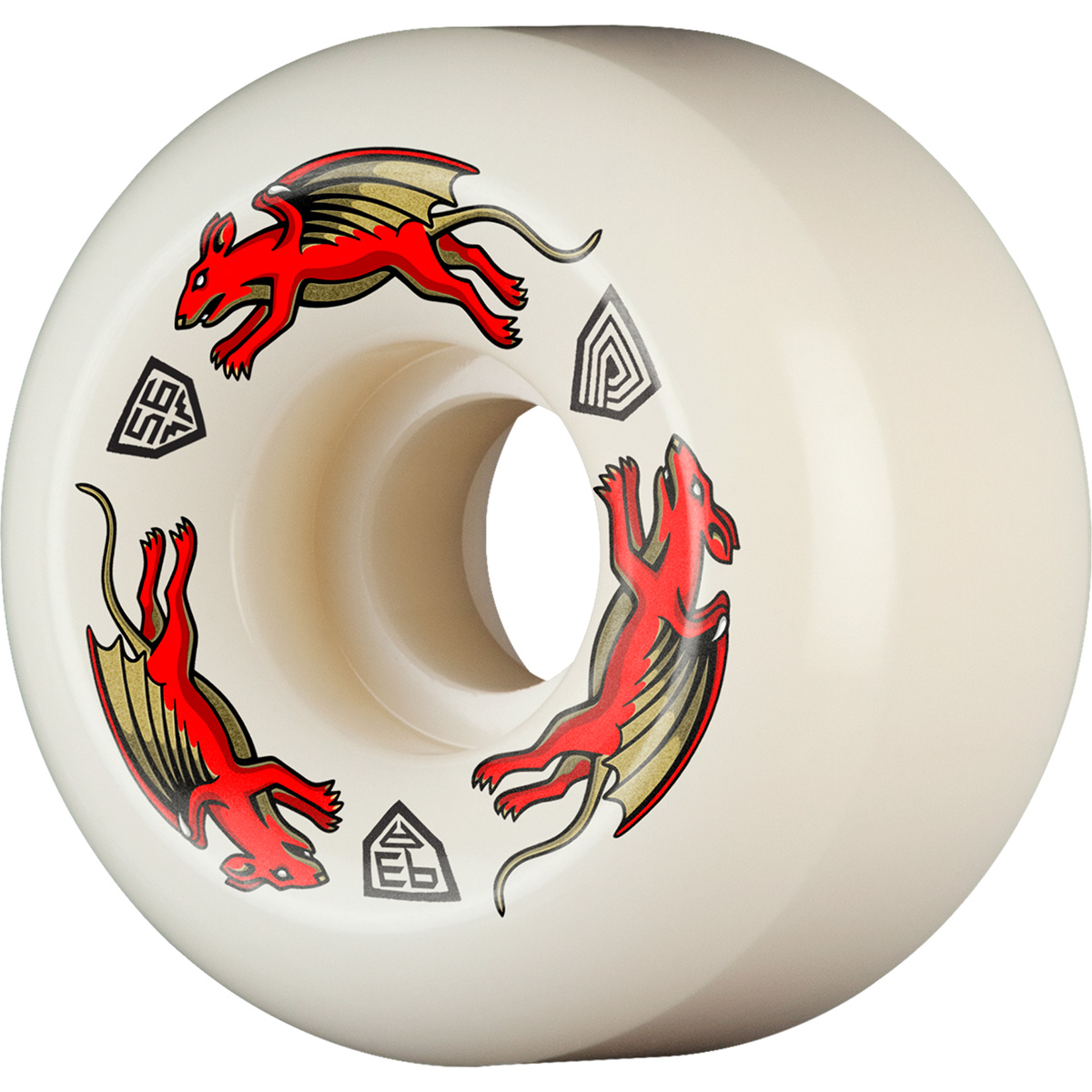 Powell Peralta Dragon Formula Nano Rat AV6 Wide Cut Wheels White/Red 93A 56mm x 36mm