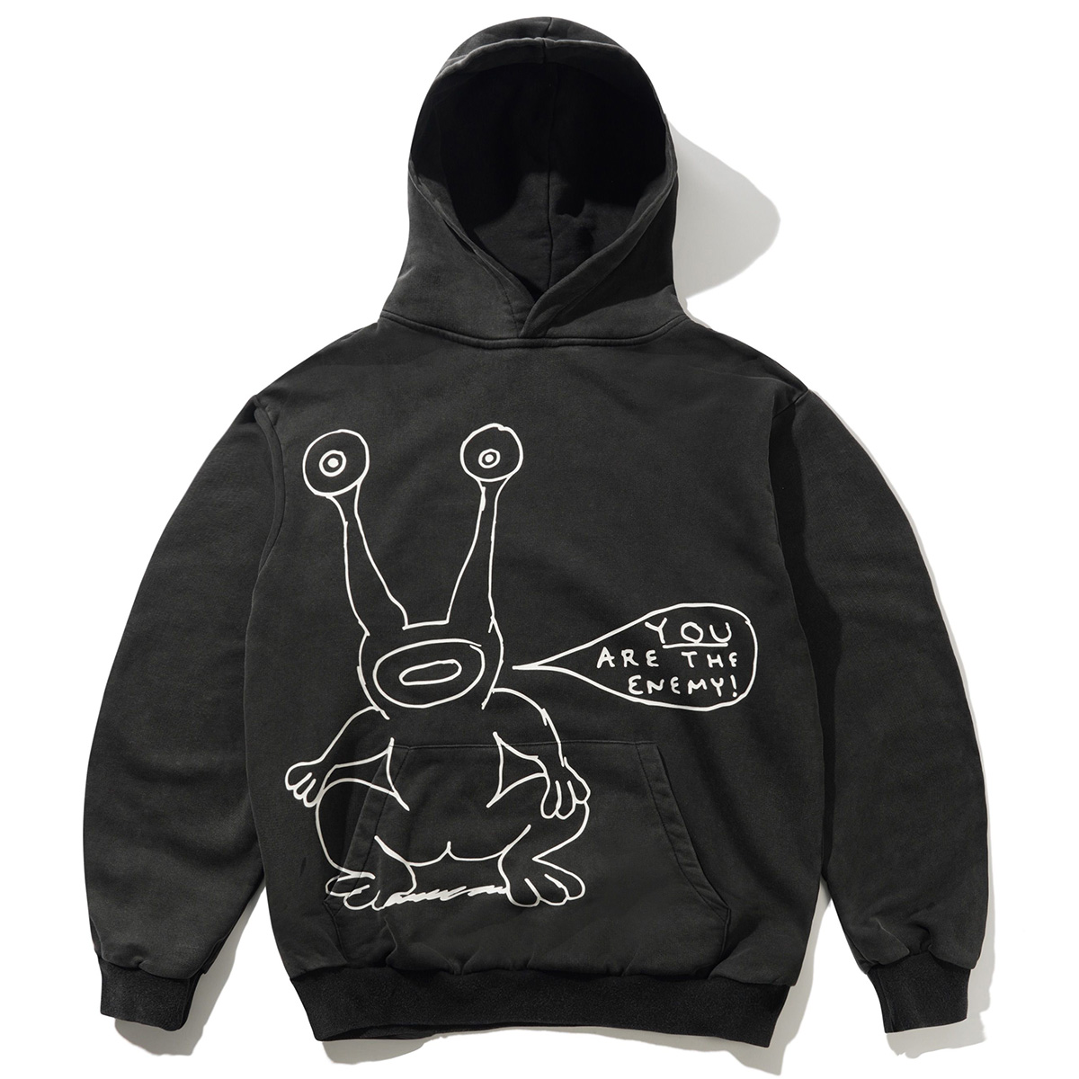Butter Goods x Daniel Johnston Enemy Hooded Sweater Distressed Washed Black