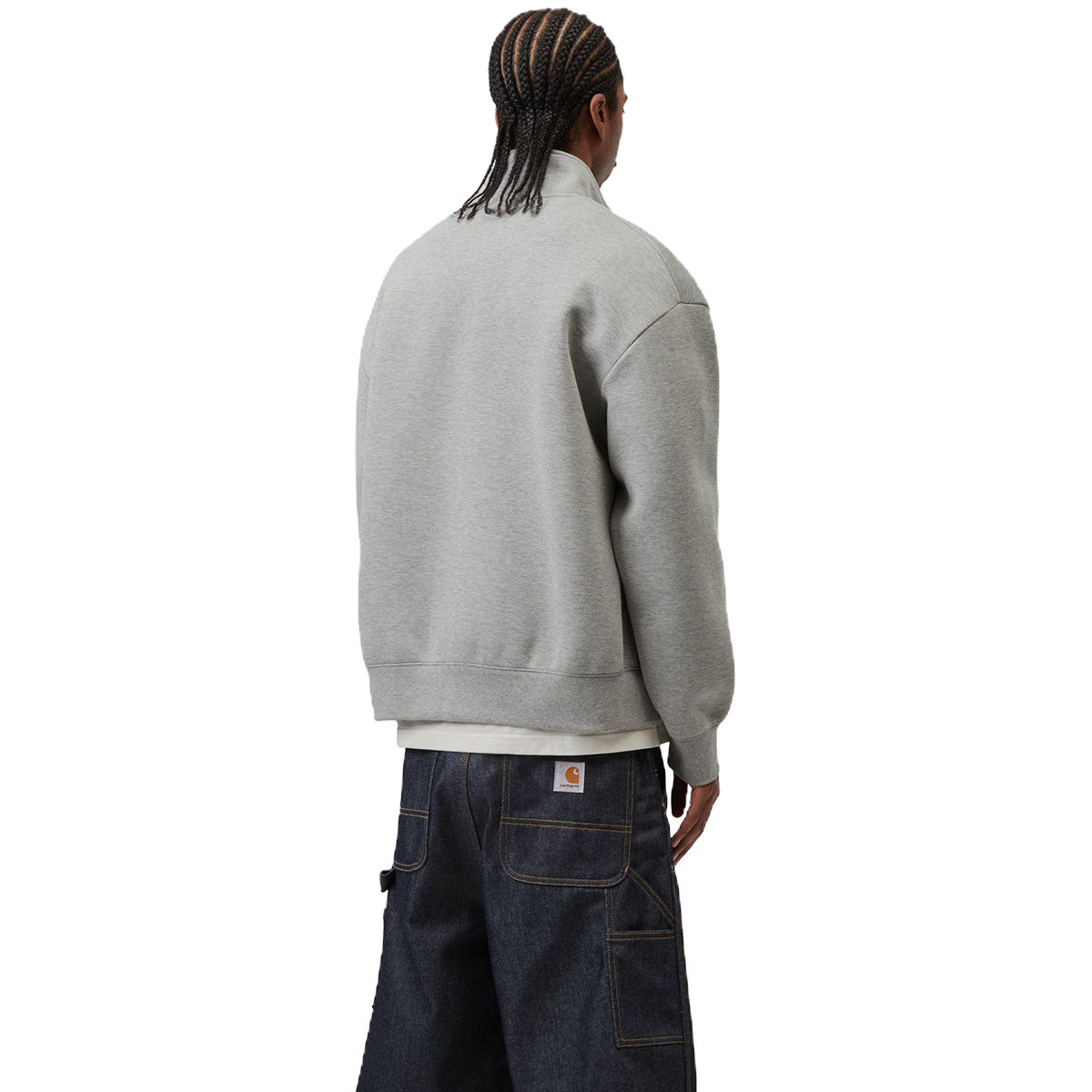 Carhartt WIP Alda Zip Sweater Jacket Grey Heather/White